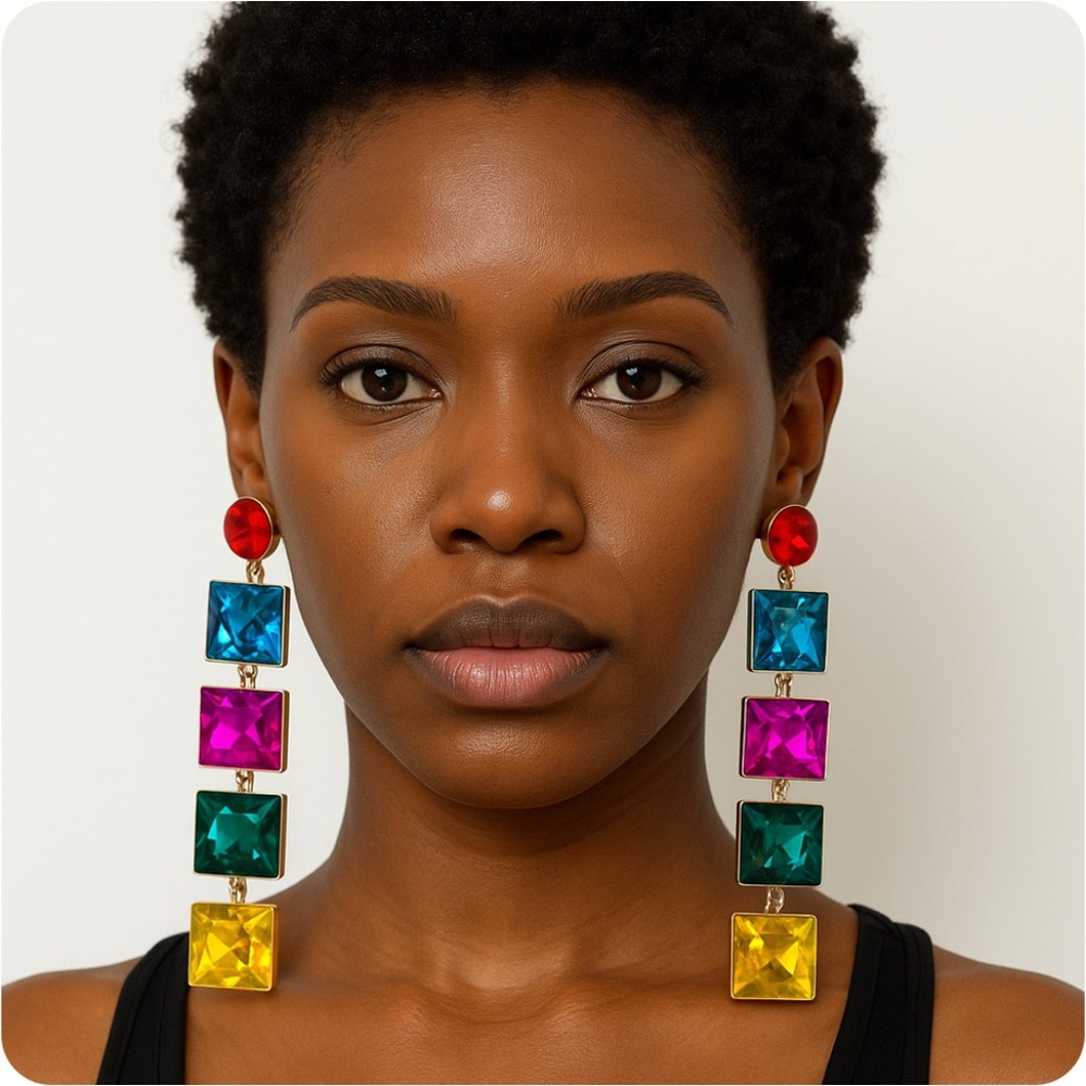 Multicolor Geometric Drop Earrings